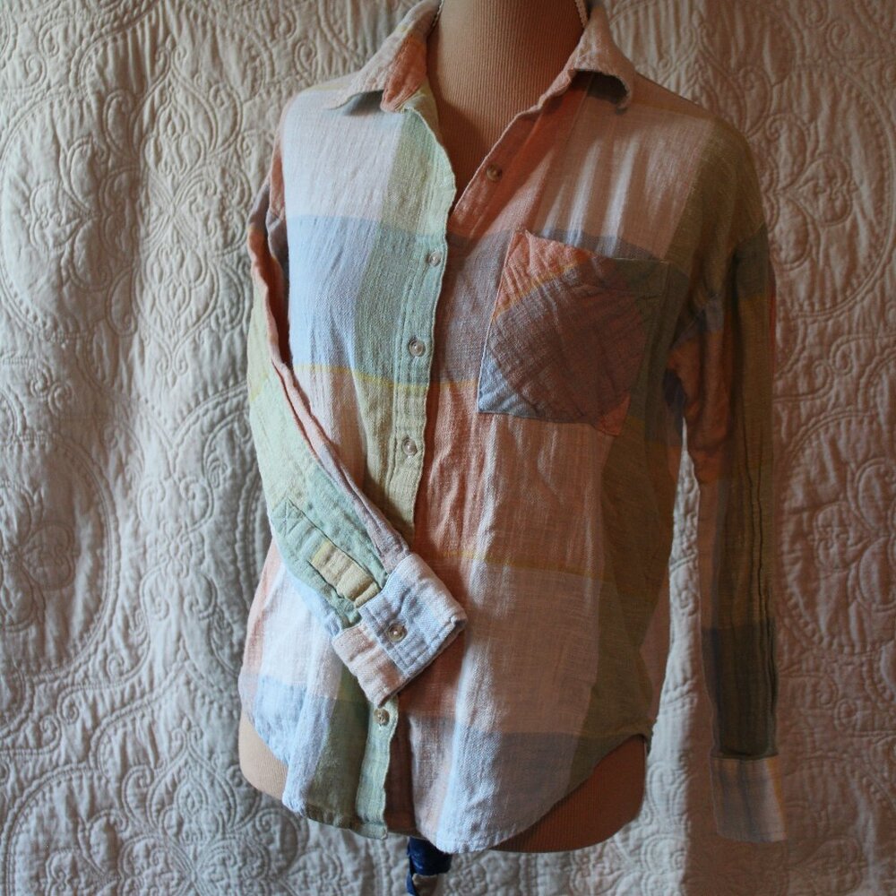 Billabong Color block Button Down Flannel Womens Sz Xs